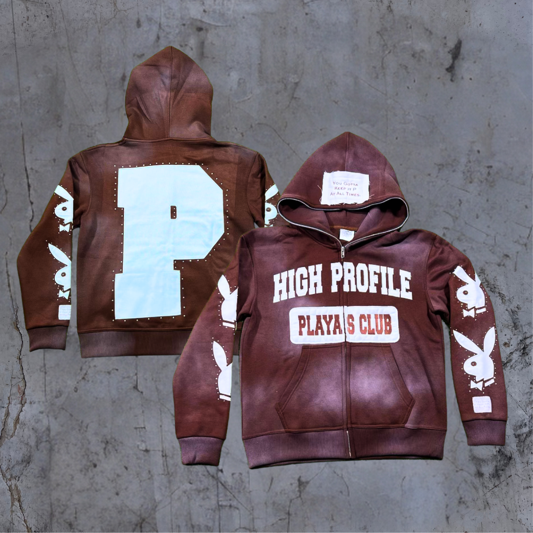 Playas Club Full Zip Up Hoodie High Profile Clothing