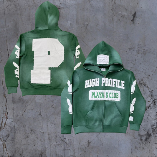 "Playas Club" Full Zip-Up Hoodie