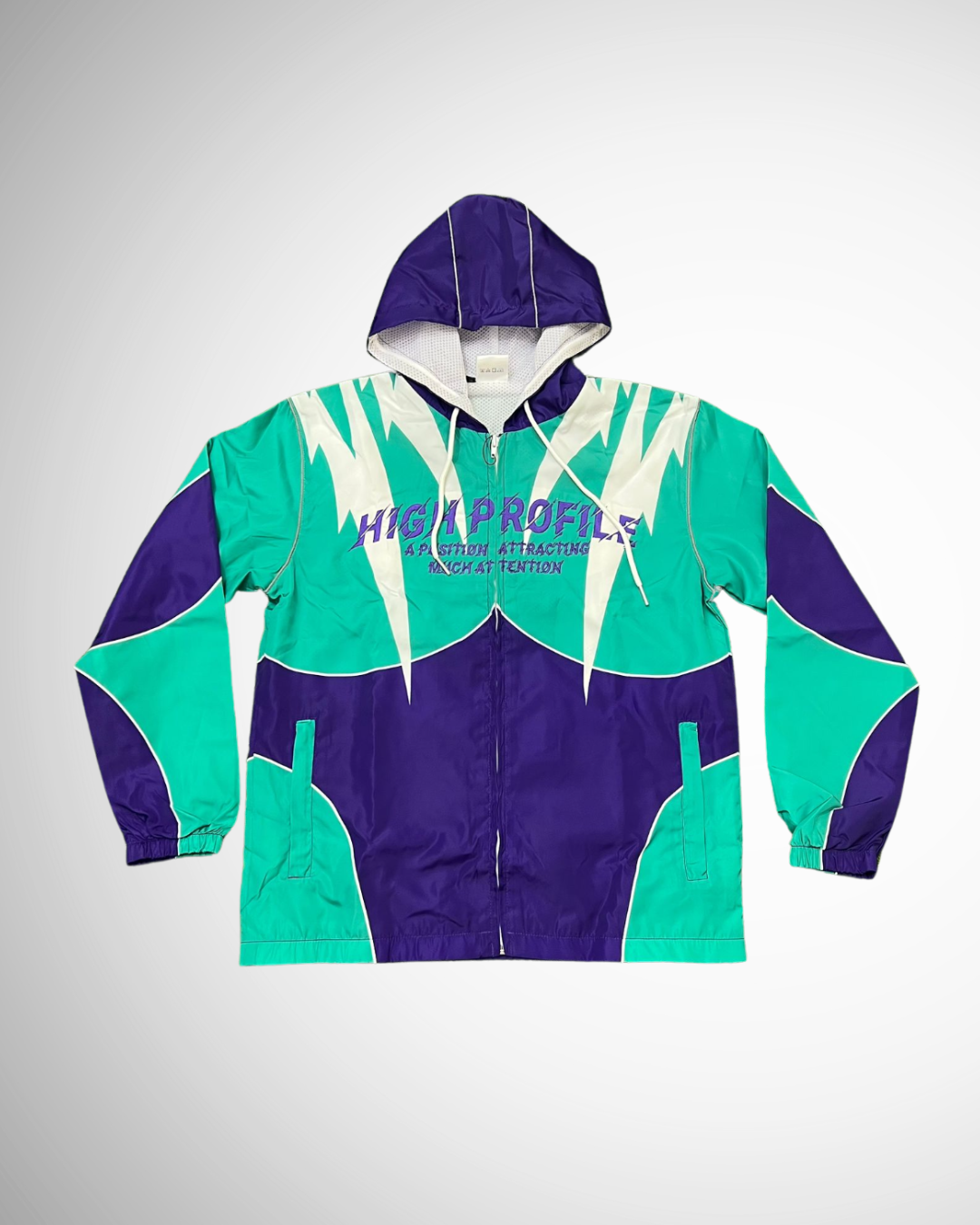 Retro Windbreaker Jacket – Grape (Purple/Emerald/White)