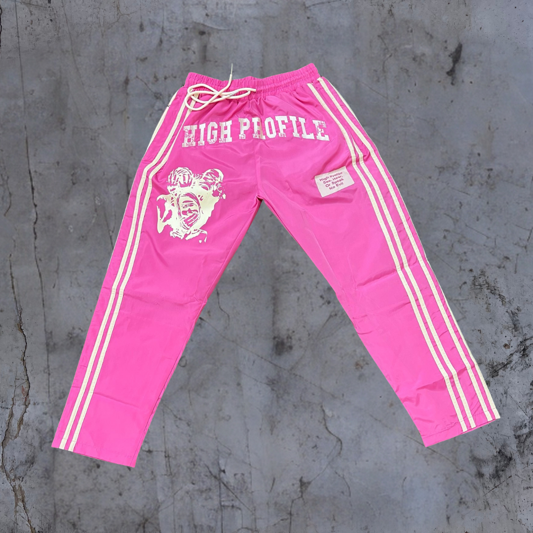 See No Evil Windbreaker Pants— pink/cream