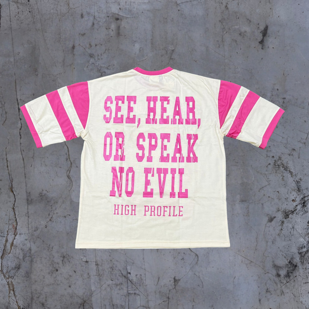 See No Evil Shirt — cream/pink