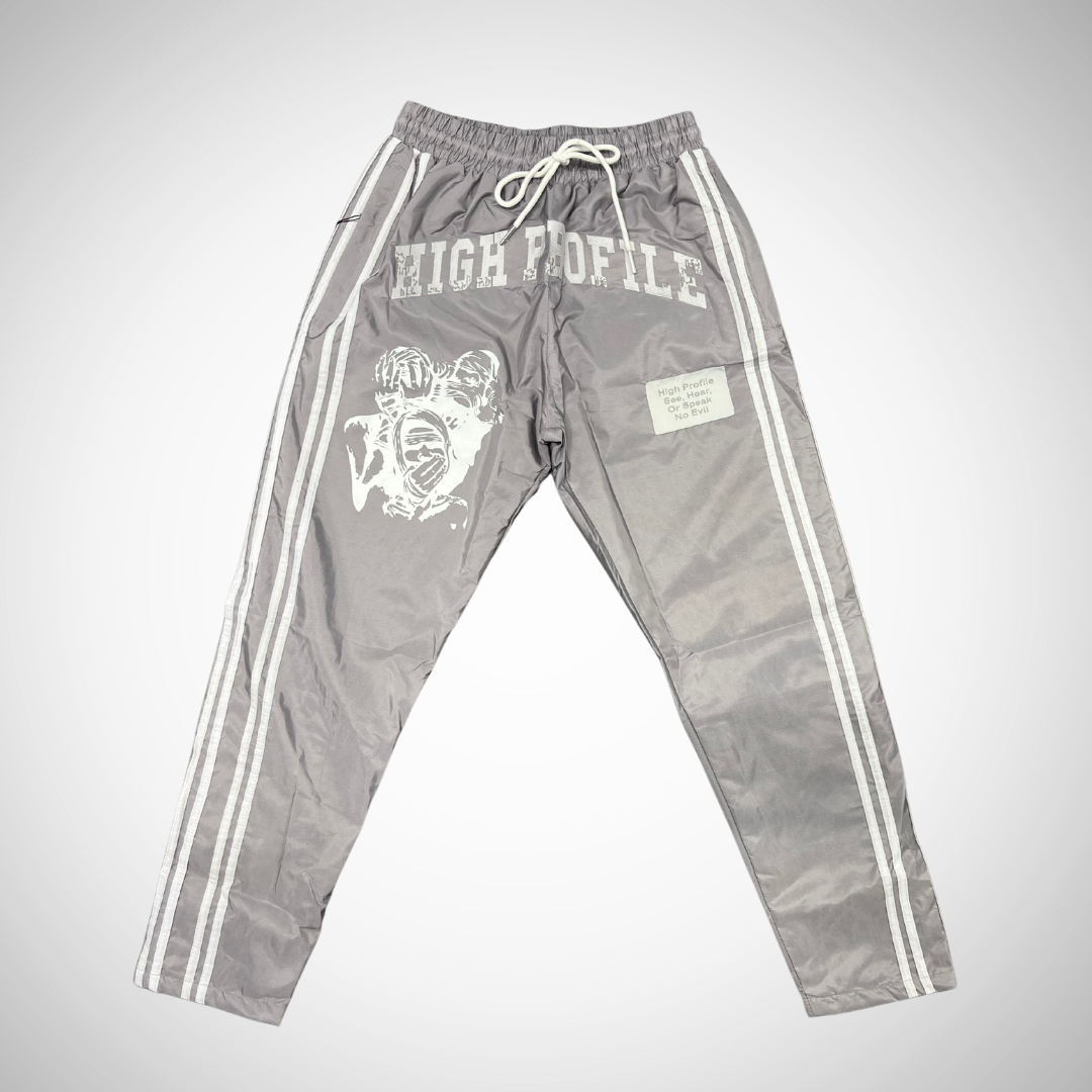 See No Evil Windbreaker Pants － Grey/White