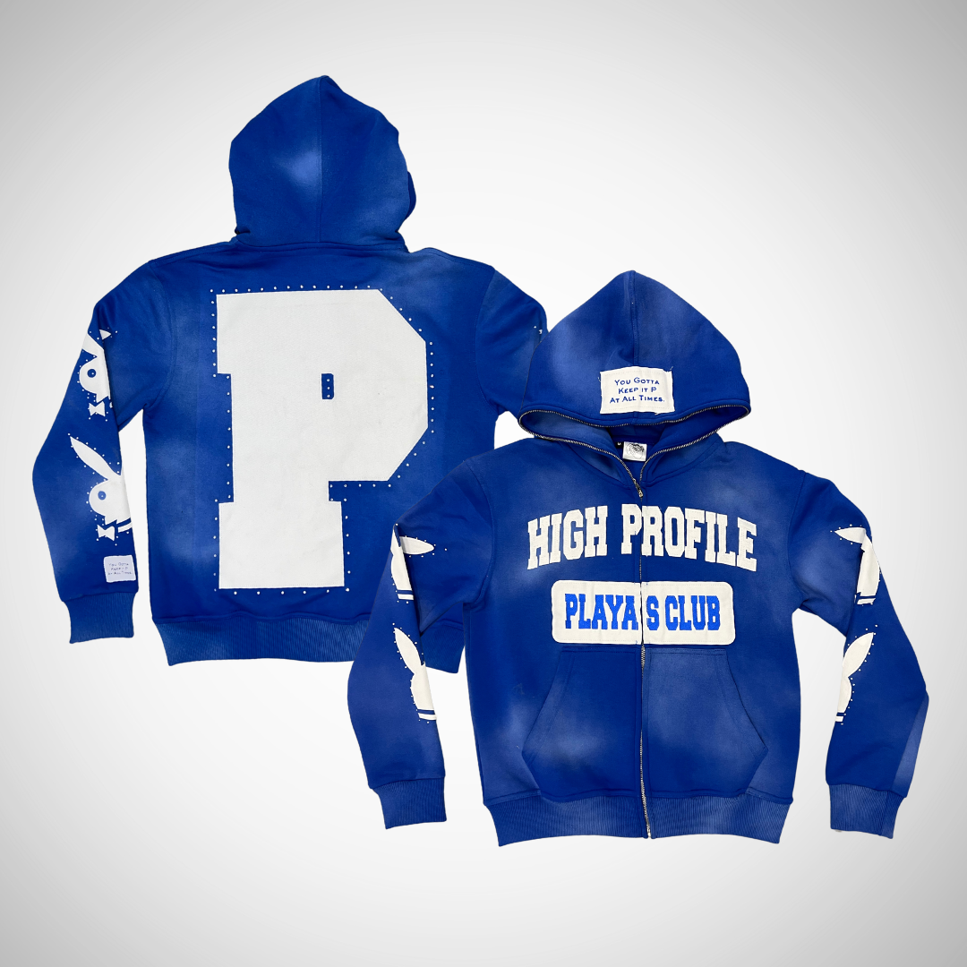 "Playas Club" P Rhinestone Hoodie