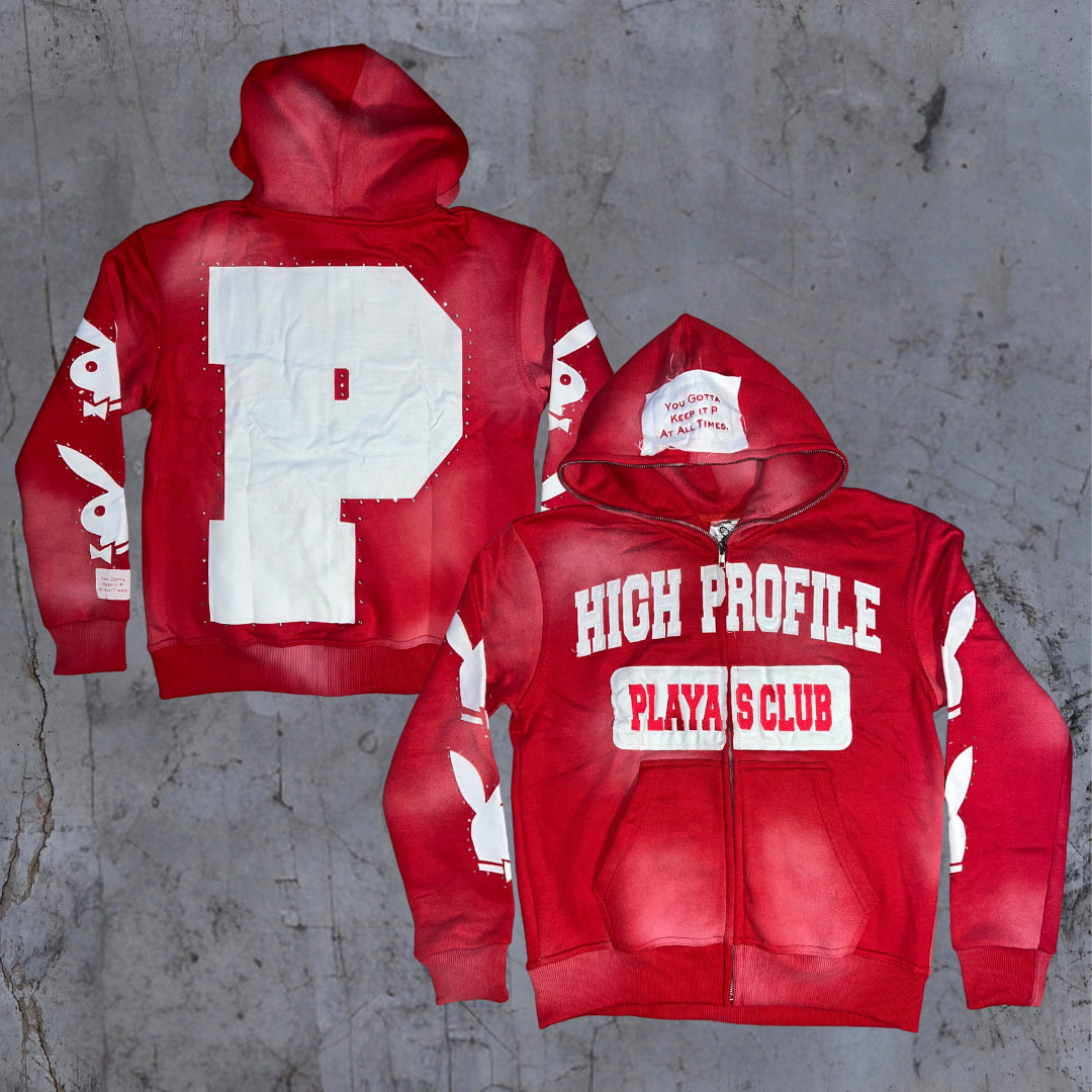 Red Playa Club Rhinestone Hoodie