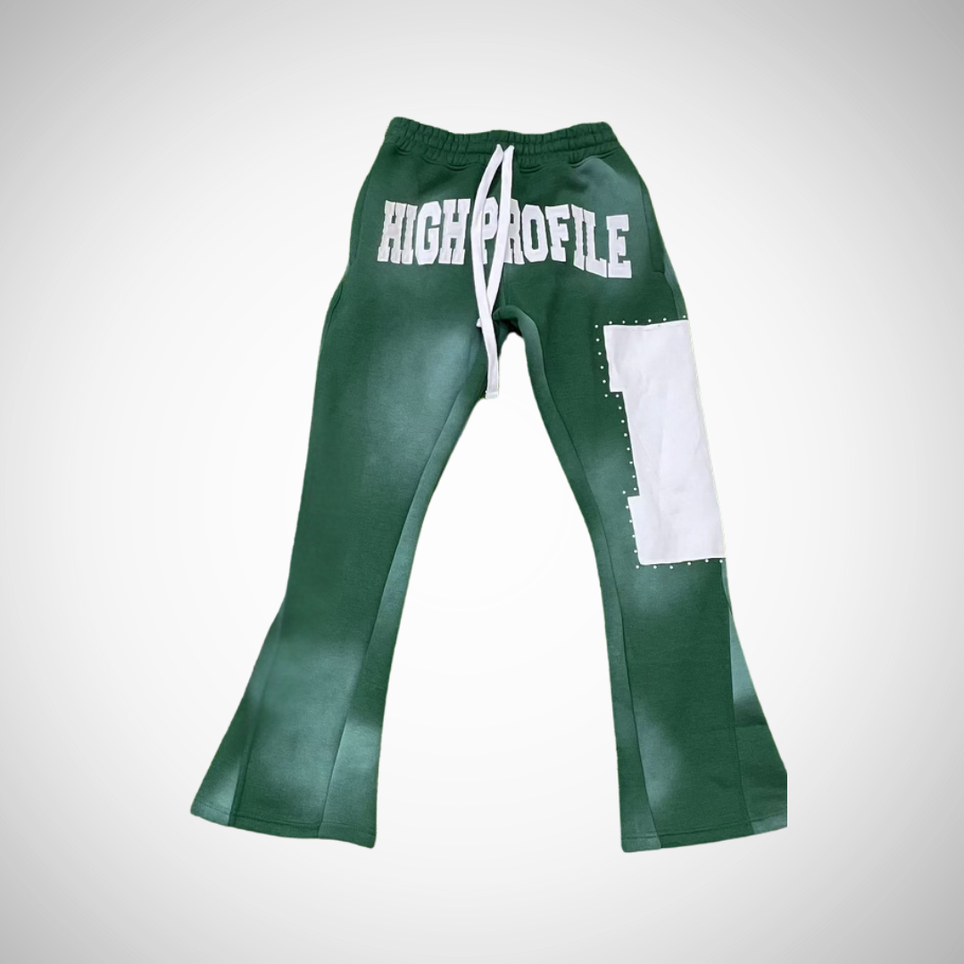 "Playas Club" Rhinestone Flare Joggers