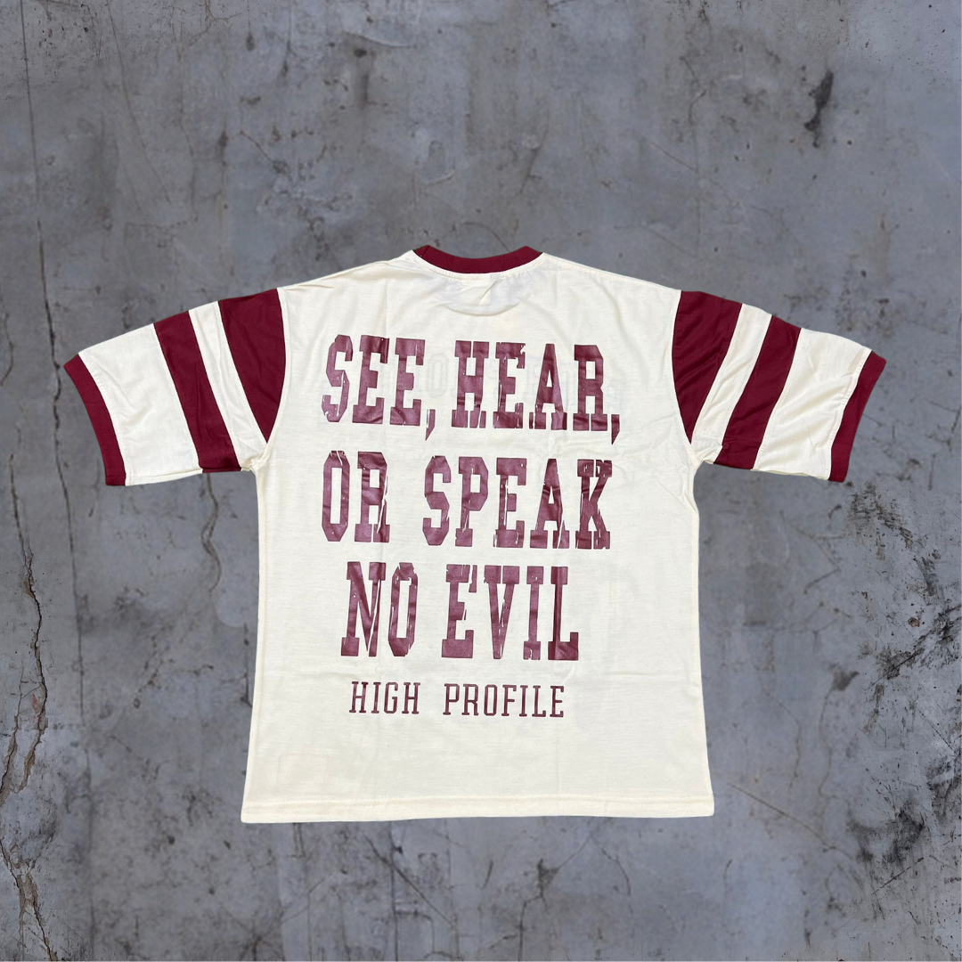 See No Evil Shirt — cream/burgundy