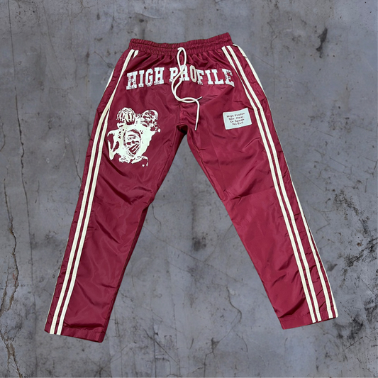 See No Evil Windbreaker Pants — Burgundy/cream