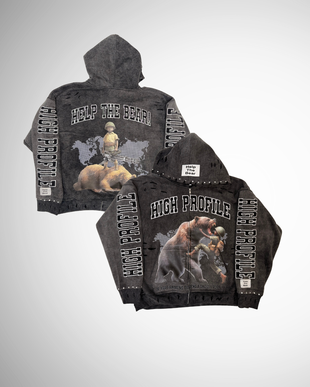 Help The Bear Oversized Hoodie — Stone