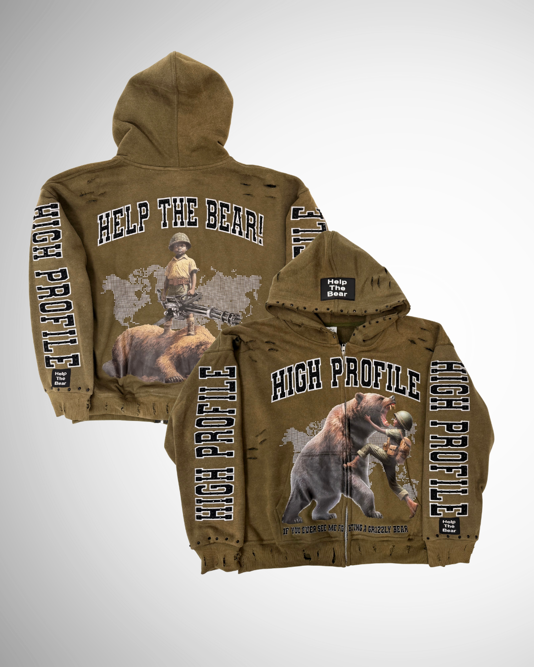 Help The Bear Oversized Hoodie — Olive