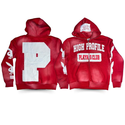 Red Playa Club Rhinestone Hoodie