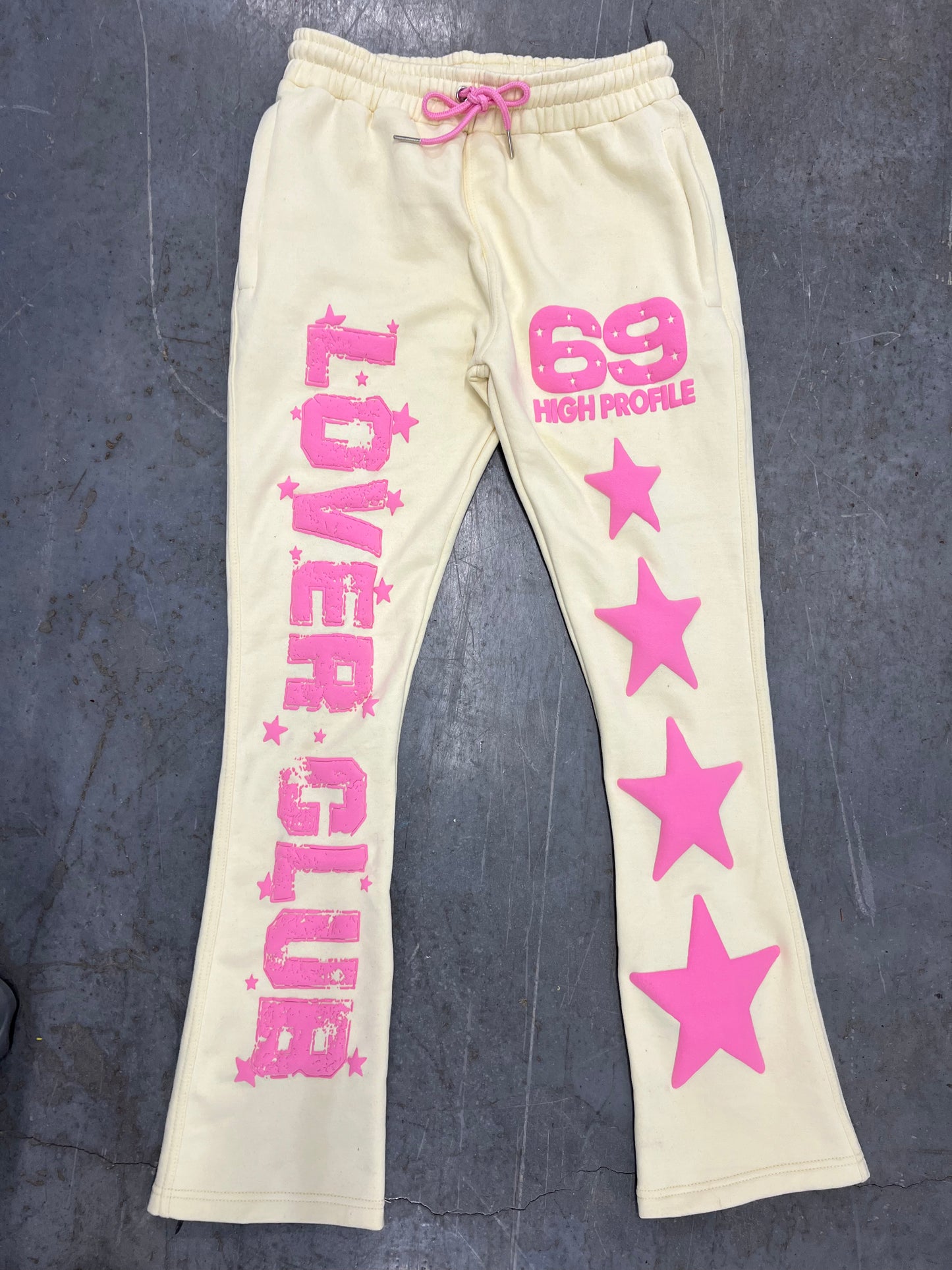 Lover Club Stacked Joggers (cream | pink)