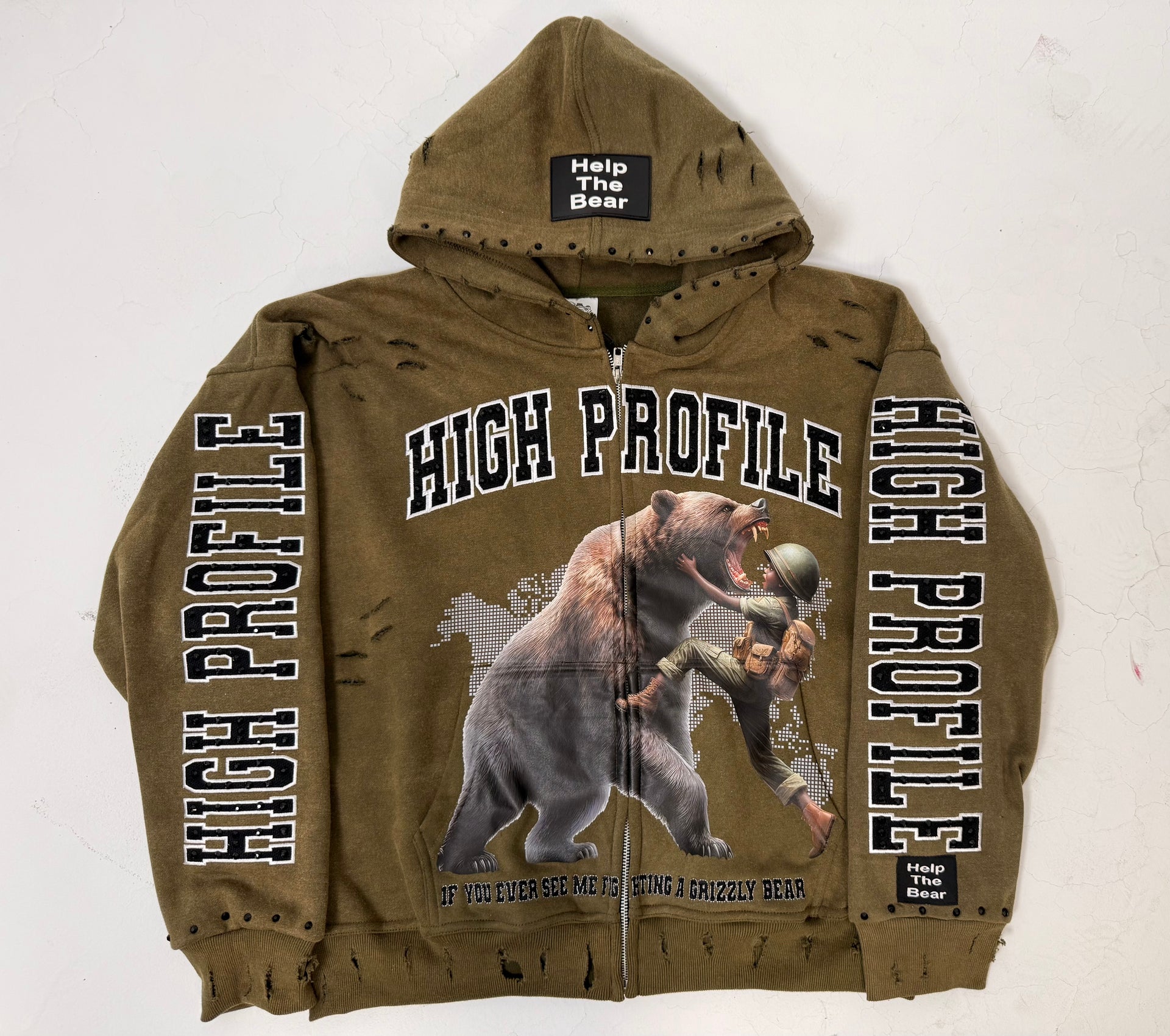 Help The Bear Oversized Hoodie — Olive