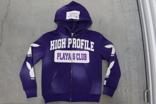 "Playas Club" Full Zip-Up Hoodie