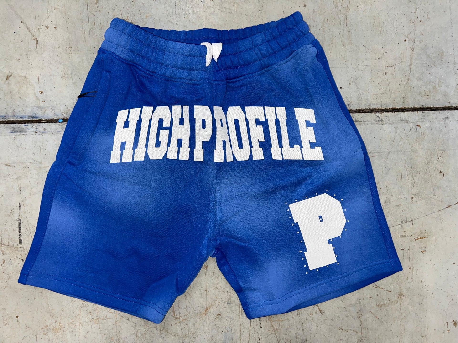 "Playas Club" P Rhinestone Shorts (Royal Blue)