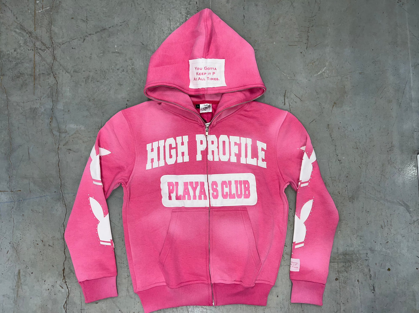 "Playas Club" P Rhinestone Hoodie