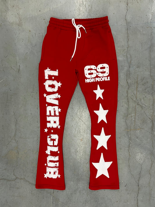 Lover Club Stacked Joggers (red | white)